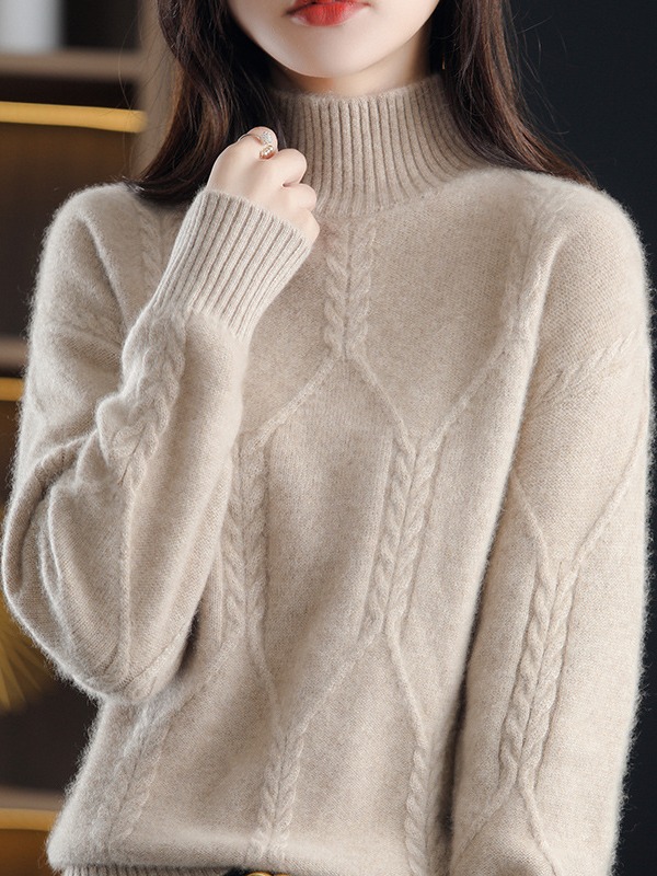 Picture of Fleece-lined sweater women's winter thickened inner half turtleneck bottoming shirt 2024 autumn and winter New popular high-grade Western style top