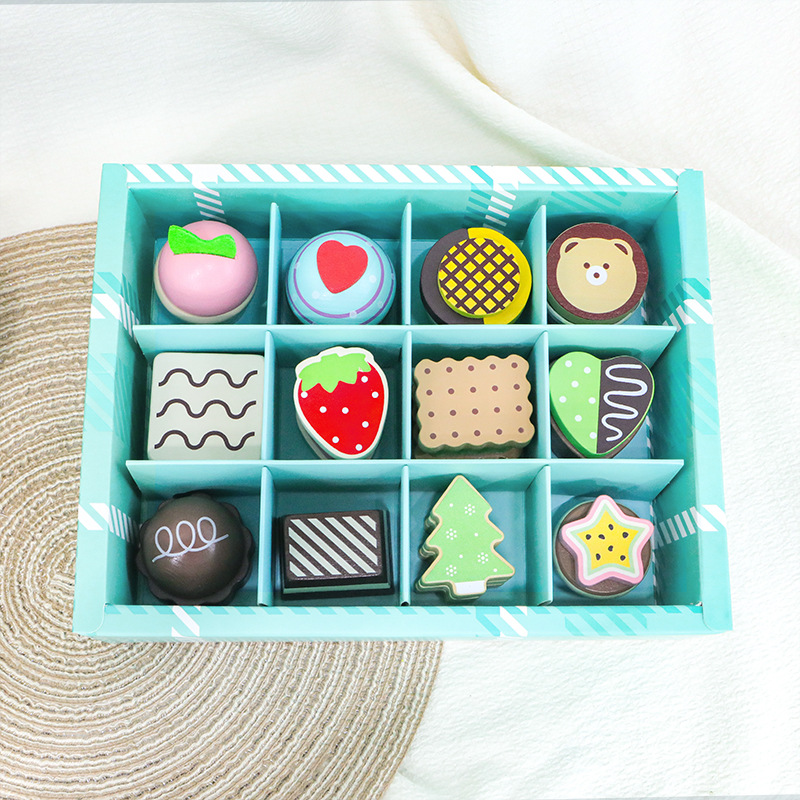 Picture of Children's Wooden Simulation 12 Dessert Play Home suit Kindergarten Cake Afternoon Tea Interactive Educational Toys