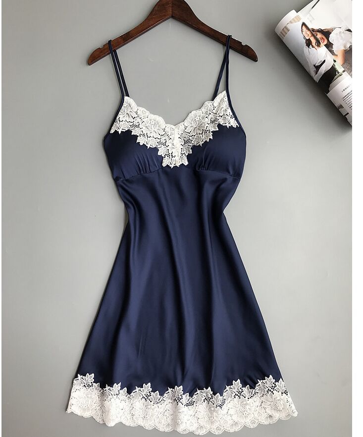 Foreign trade Silk home clothes pajamas condole belt nightgown thin with chest pad lace taste temptation a generation of hair
