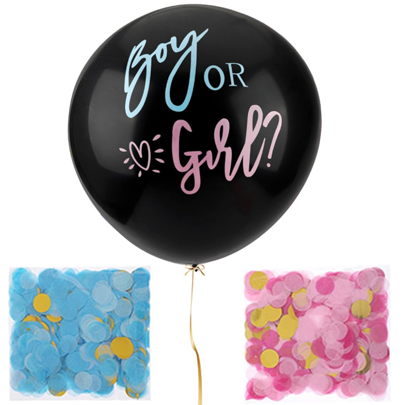 Picture of Cross-border 36-inch Printing Black Sex Reveal Balloon Boy or Girl Baby Atmosphere Party Decoration Balloon
