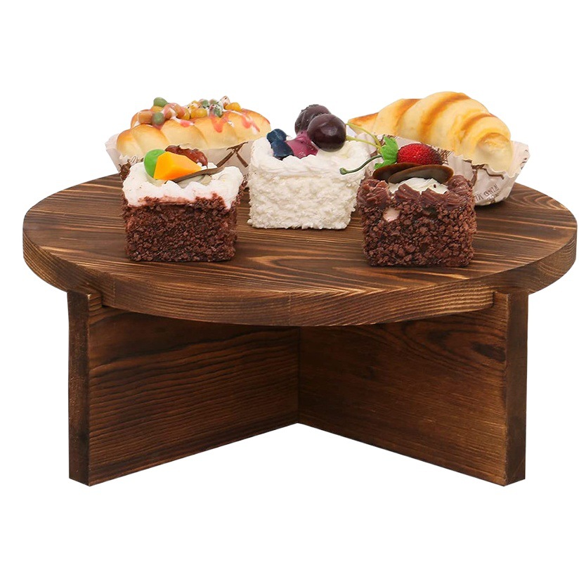 Desktop Round Wooden Cake Plate Base Wooden Dessert Table Display Stand Photo Props Display Bracket Base