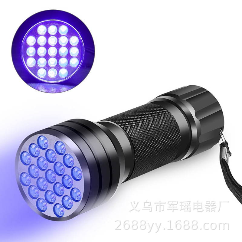 21Led Uv Purple Light Handheld Flashlight Manicure Lamp Uv Fluorescent Detection Mini Money Detection 395