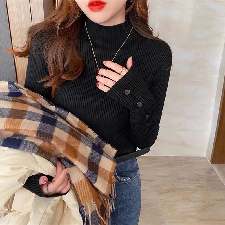 Picture of Knitted Half-turtleneck Sweater 2025 Autumn and Winter Slimming New Long-sleeved Slim-fit Top Stylike Base Core-spun Yarn