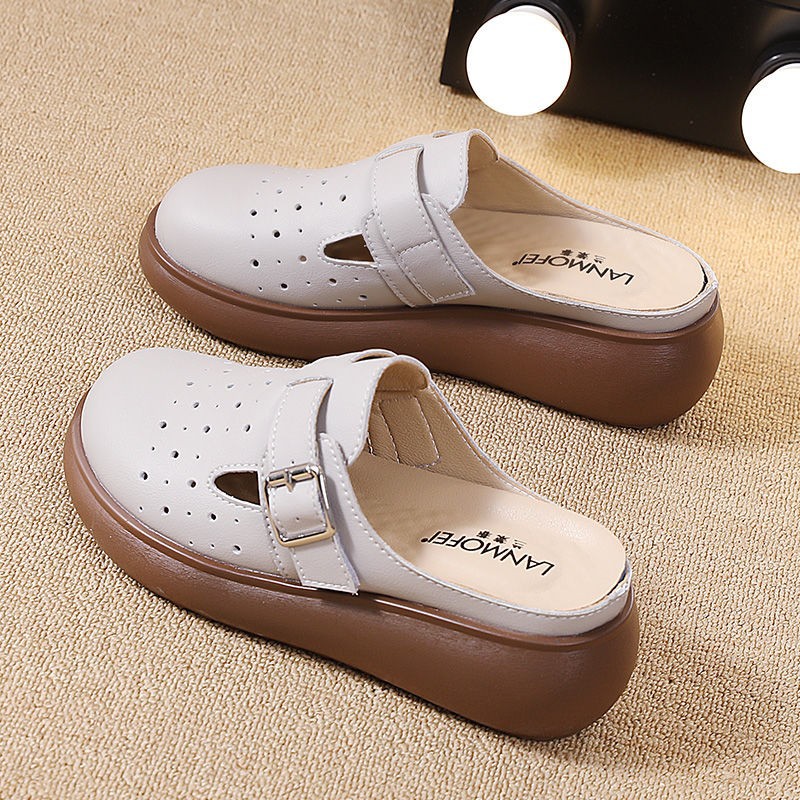 Foreign Trade Explosions Lazy Baotou Half Slippers Women's Outer Wear 2024 New Super High Heel Summer Flat Casual