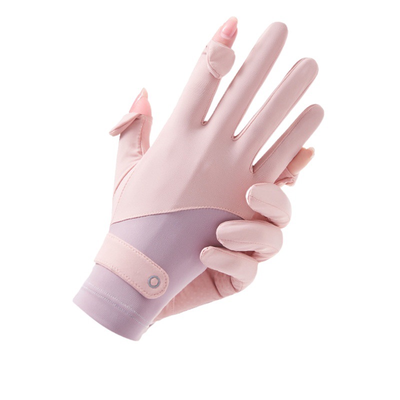 Zhao Dengsheng Sunscreen Gloves Women's Summer Outdoor Sports Non-slip Exposure Finger Touch Screen Flip Cover Ice Silk Thin Riding Gloves