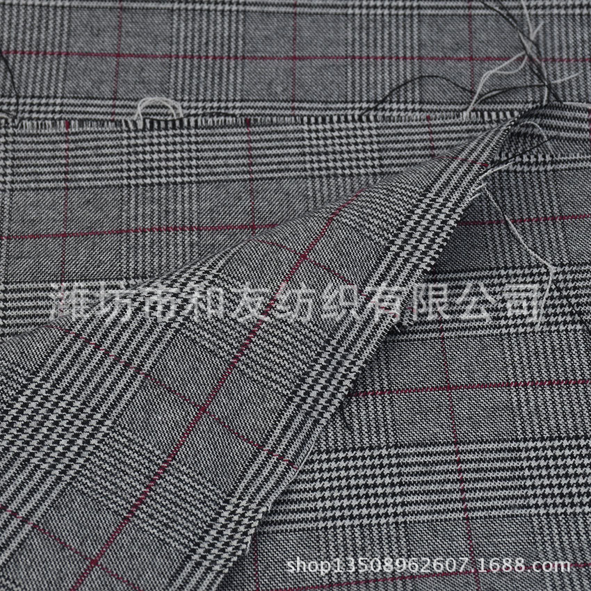 Picture of Polyester viscose yarn-dyed elastic Plaid sanding 64% P 34% R 2% SP 230GSM sanding Plaid