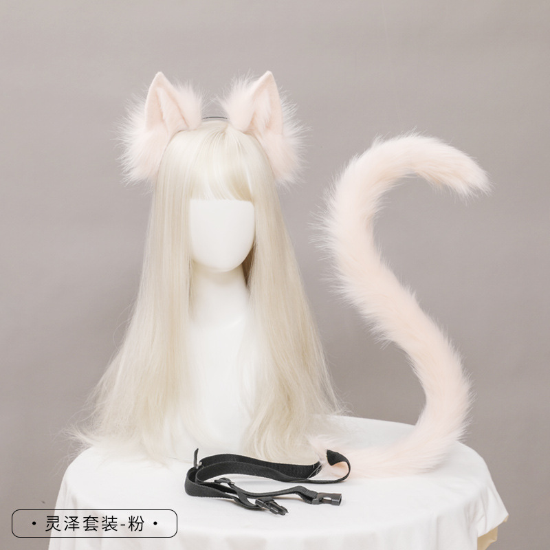 Picture of Dropshipping Cat Ears and Tail Cosplay Accessories Hand-Made Simulated Animal Ears Headband and Tail Accessories Set