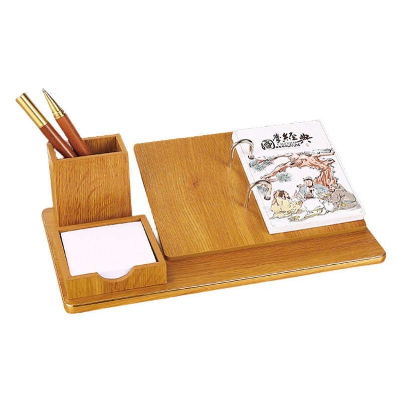 2025 wooden pen holder notes desk calendar printing Chinese wind company office ornaments snake year calendar pedestal foreign trade