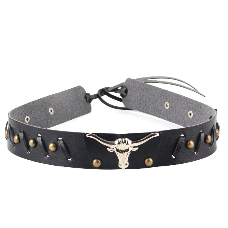 Picture of Cross-Border Hat Decorative Belt Ethnic Retro Leather Rivet Belt Hand-Woven Western Cowboy Hat Accessories