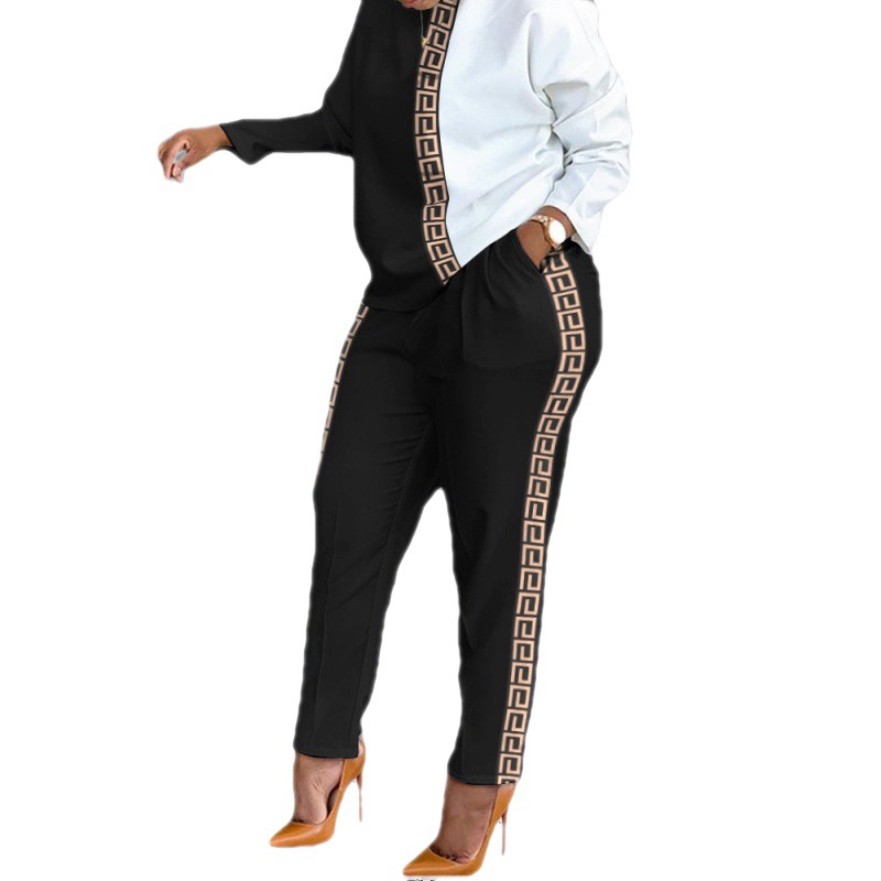 Picture of 9788# Cross-border Fall/Winter New Products Amazon European and American Women's Fashion Contrast Printing Long Sleeve Loose Casual suit