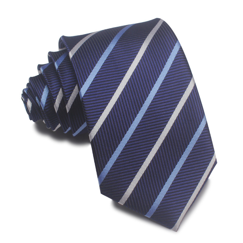 Picture of 25 New 8cm Polyester Jacquard Stripesd Tie 7cm Men's and Women's Business Formal Wear Casual High-End Red Black Blue