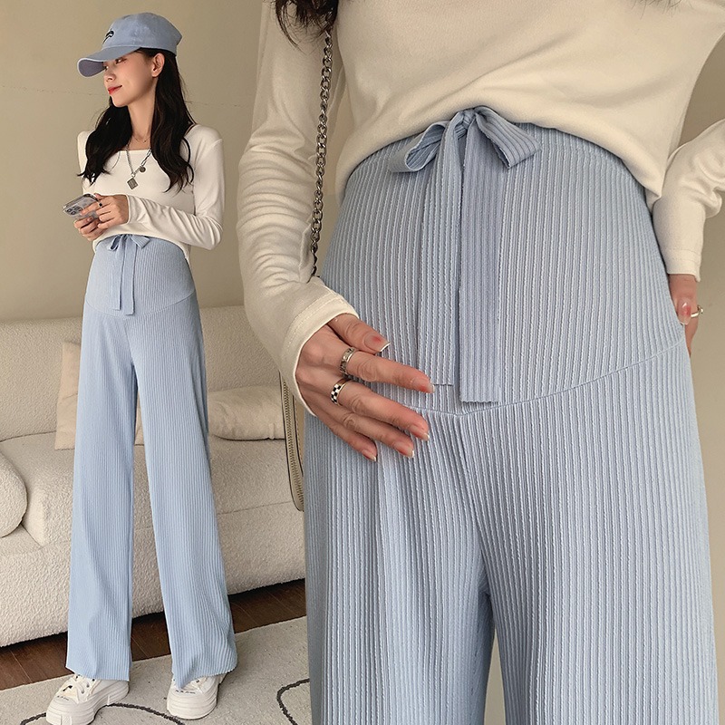 Picture of 2024 Spring and Summer Straight Leg Pants Breathable Ice Silk Thin Trousers Pregnant Women's Wide Leg Pants Loose Dosing Casual Pants