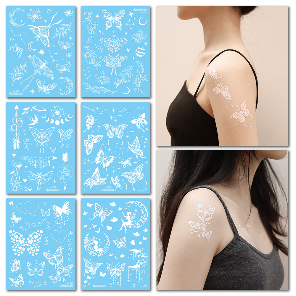 Picture of New Cross-border Source White Tattoo Sticker Personalized Face Sticker Henna Hand-painted Sticker Collarbone Sticker Disposable Tattoo
