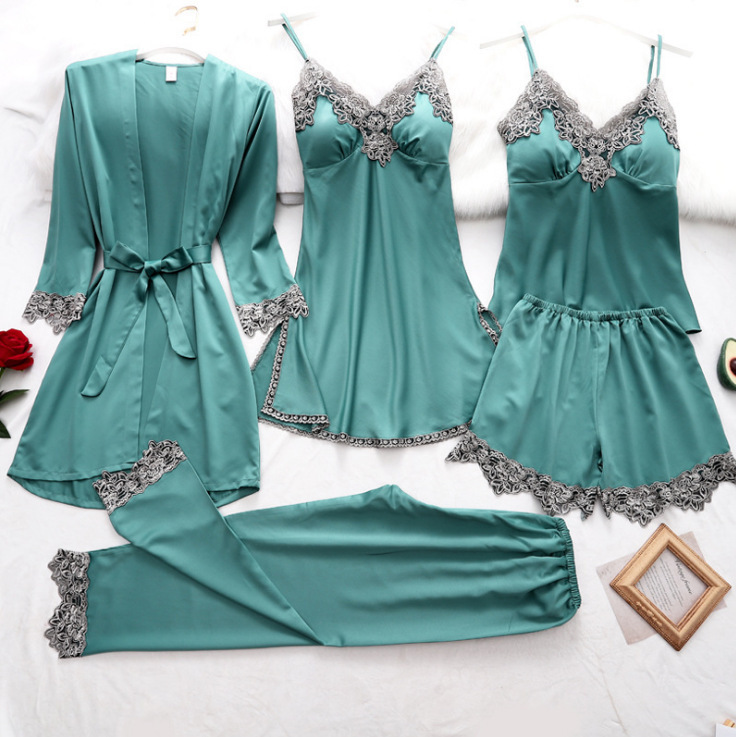 Cross-border Women's sexy home pajamas five-piece Yama supply European and American sexy lingerie sexy temptation lace
