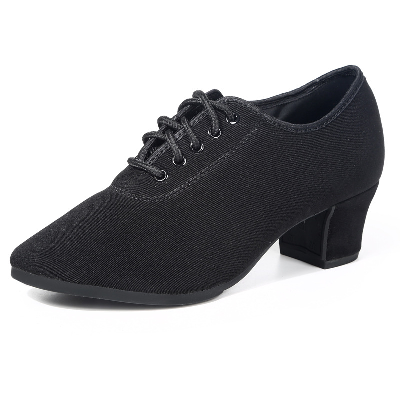 Women's Latin Dance Shoes Soft Sole Square Dance Adult Teacher Middle Heeled Beef Shoes GB Waltz Shoes