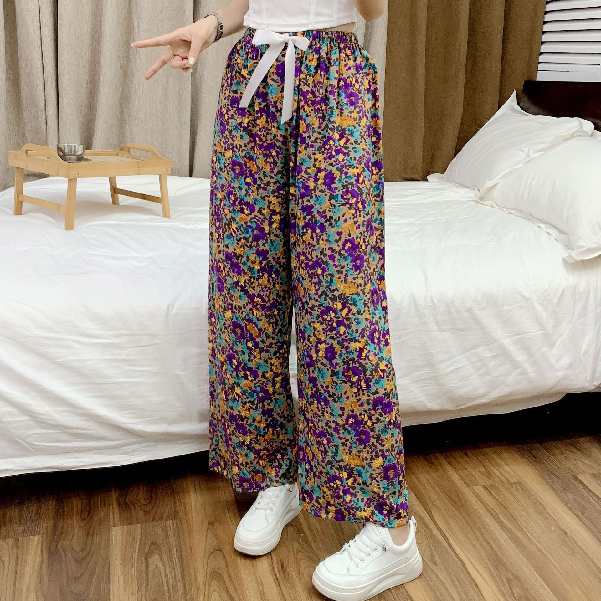 Picture of Cotton Silk Pajama Pants Women's Summer New Large Size Loose Pants Pregnant Women Can Wear Ram Cotton Thin Pants