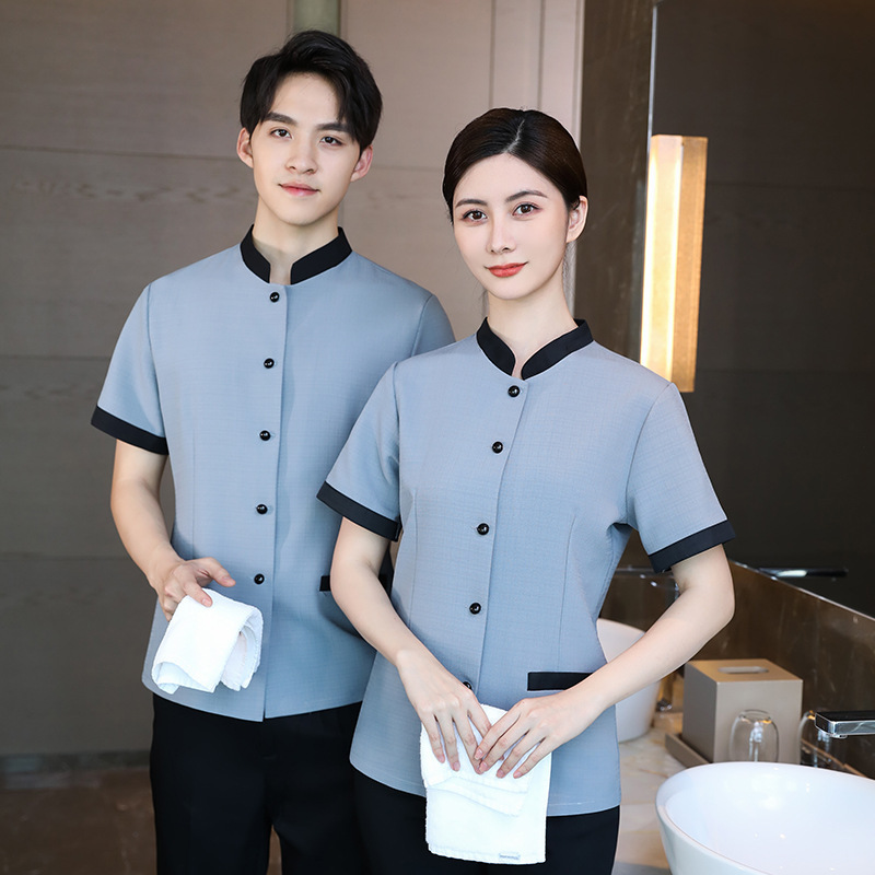 Picture of Cleaning work clothes short sleeve hotel guest room aunt PA uniform property housekeeping hospital cleaner suit summer