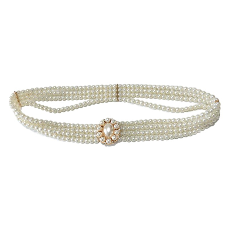 Korean Style Women's Casual Belt Elastic Elastic Decorative Large Pearl Chain Waist Chain Women's Matchinging Dress Girdle