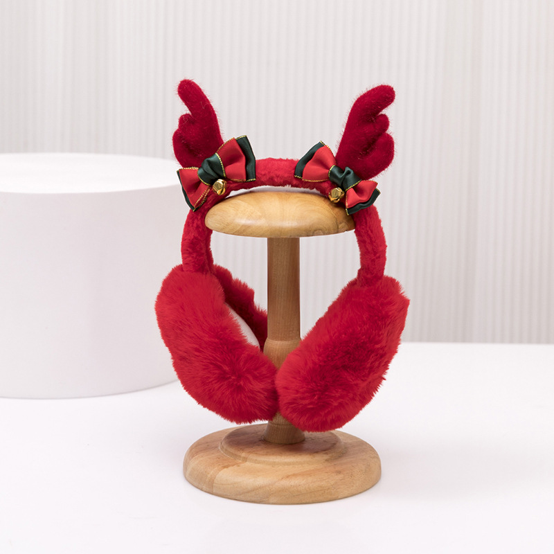 Picture of Christmas antlers foldable children's earmuffs winter warm earmuffs full velvet earmuffs windproof cold protection students ear warming