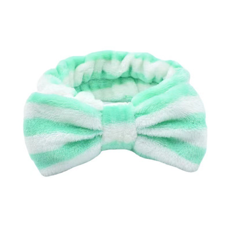 Picture of Korean Style Cute Dot Striped Headband Bow Hair Band Plush Hair Accessories Face Wash Hair Band Makeup Mask