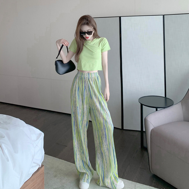 Wide Leg Pants Women's 2022 Summer Straight Leg Pants Internet Popular Thin Casual Pants Trousers High Waist Loose Draping Pants