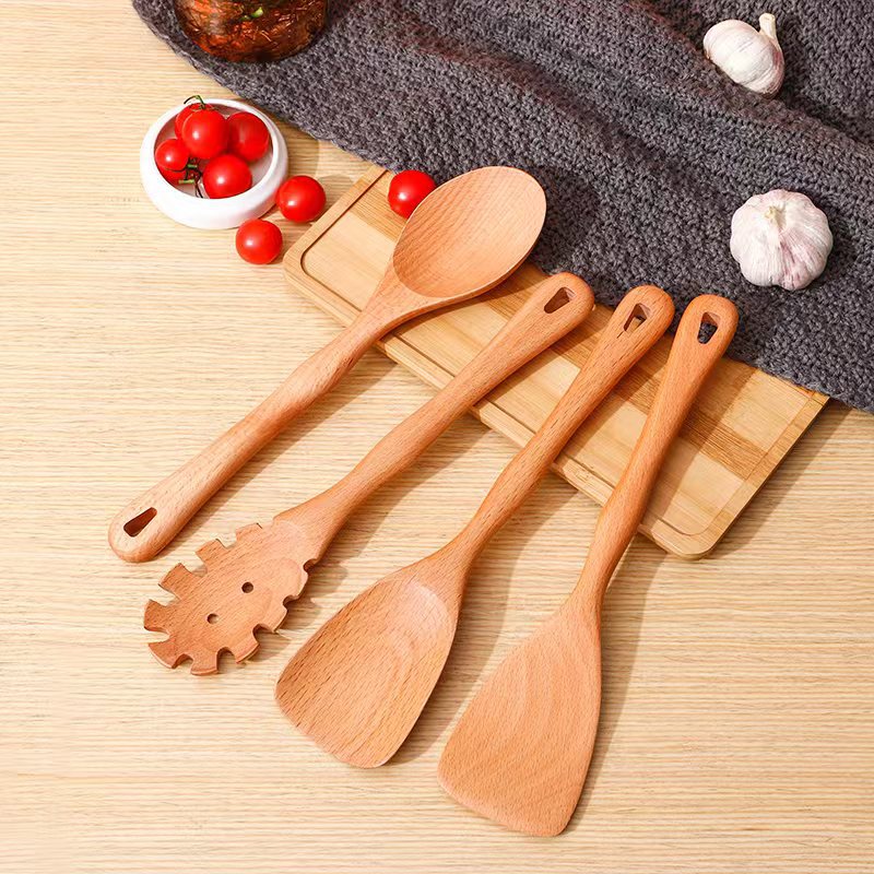 Picture of New Product Hanging Cooking Spatula, Household Spatula, Creative Beech Salad Spoon, Eight-Piece Cooking Spatula Set