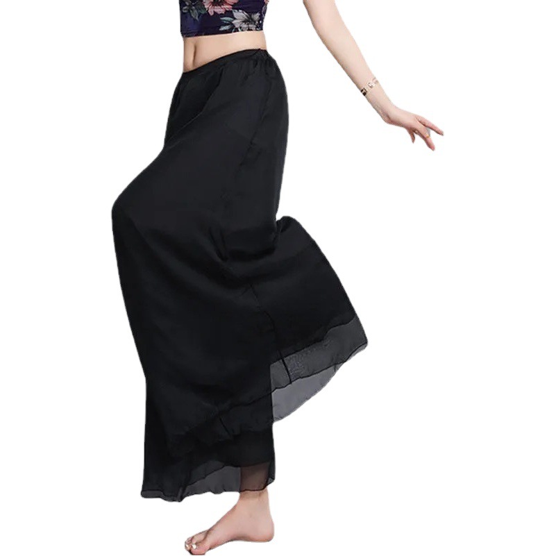 Factory wholesale trendy chiffon wide-leg pants plus size chubby girl loose Korean style 2024 New slimming high waist trousers skirt
