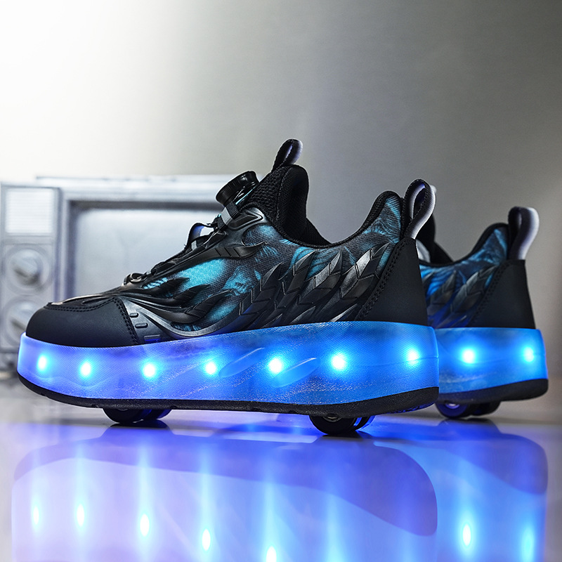 Spring and Autumn new walking shoes Children's flashing light sports roller skating shoes middle and big children Primary School students removable skates cross-border