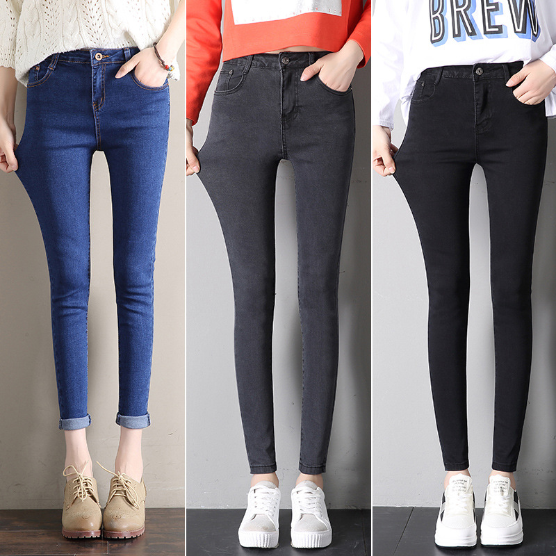 Light Color Jeans Women's High Waist Slimming Tight 2023 Spring and Summer Thin Stretch Light Blue Pencil Pants