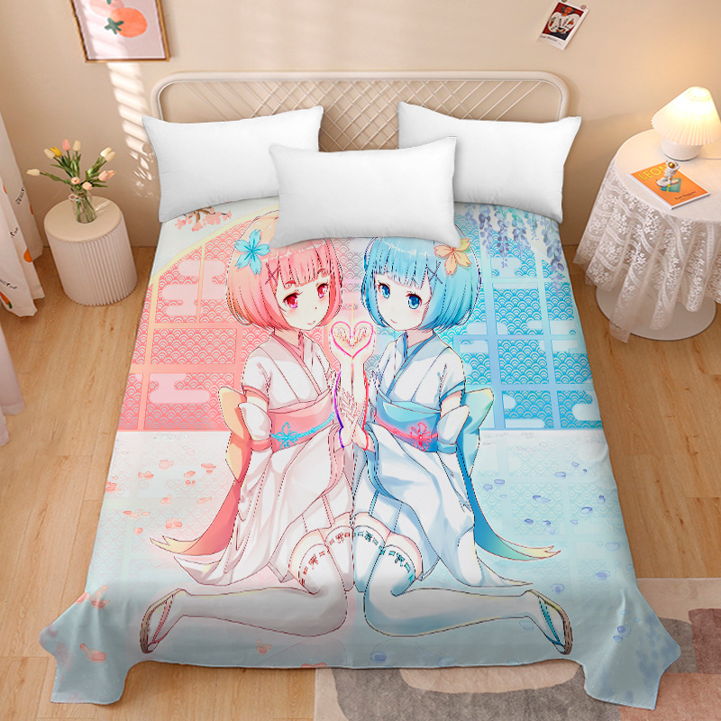 Picture of Anime Two-Dimensional Anime Rem Picture Gentleman 3D Beauty Bed Bed Sheets Single Piece Student Dormitory 1.9m