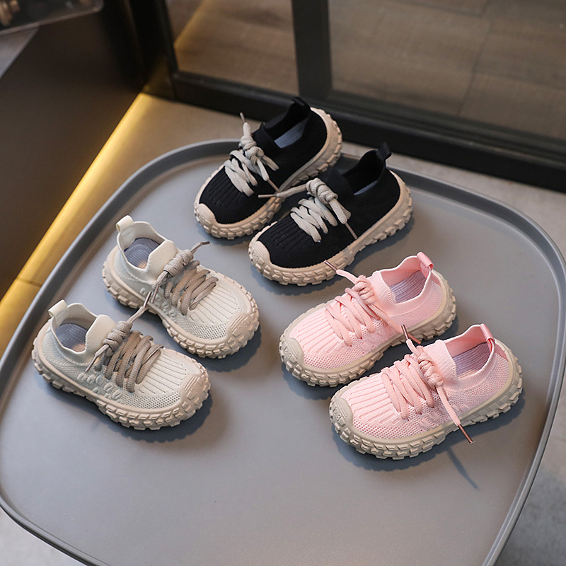 2025 Spring and Autumn Children's Sports Shoes Breathable Mesh Shoes Baby Girls Soft Sole Socks Shoes Boys Solid Sole Tire Shoes