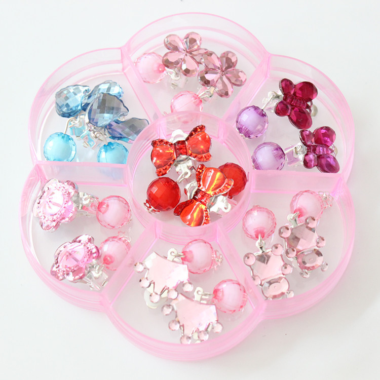 Cross-Border Ear Clips for Kidsren 7 Pairs Without Pierced Earrings Girls Tassel Crystal Cute Style Long Pearl Earrings