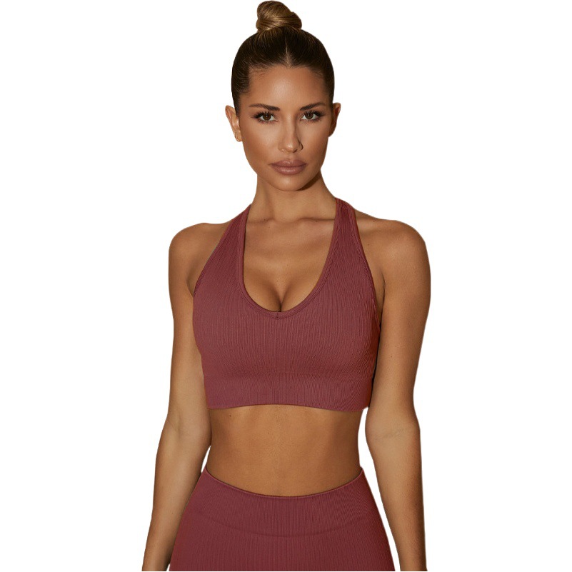 Cross-Border High-Intensity Seamless Yoga Clothes for Women, Tight-Fitting, Supportive, Comfortable, Shock-Absorbing, Fitness, Summer Running Sports