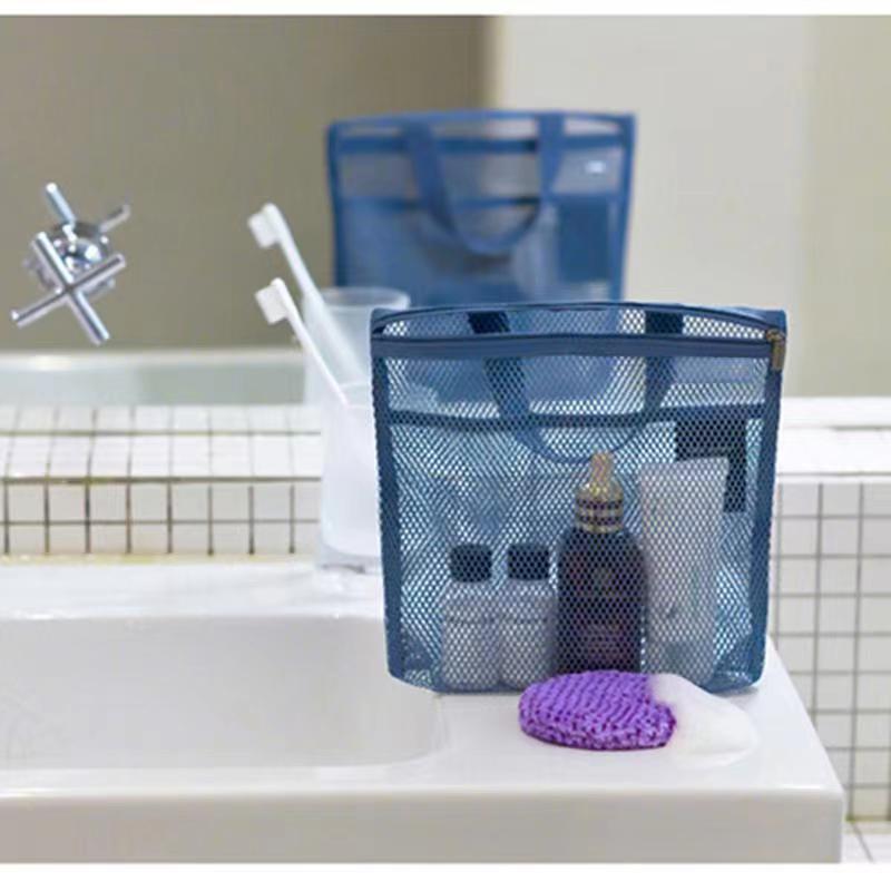 Picture of Hollow Handbag Zipper Storage Bag New Drain Fiber Mesh Travel Makeup Wash Bag Multifunctional Hand Holder