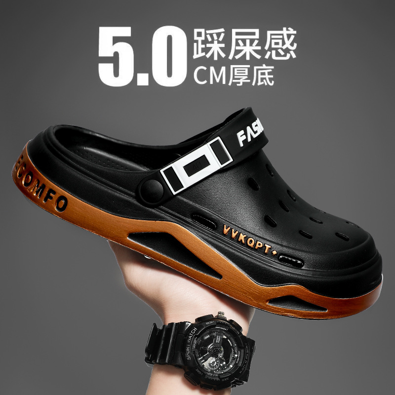 Picture of Eva Sandals Men's Summer Breathable New Lightweight Soft Bottom Baotou Croc Shoes Men's Slippers Two-Purpose Beach Shoes Wholesale