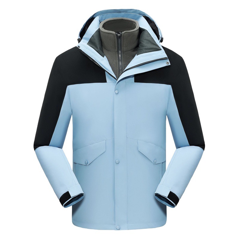 Winter color matching jacket customized three-in-one large pocket jacket fleece-lined removable overalls waterproof windproof clothing