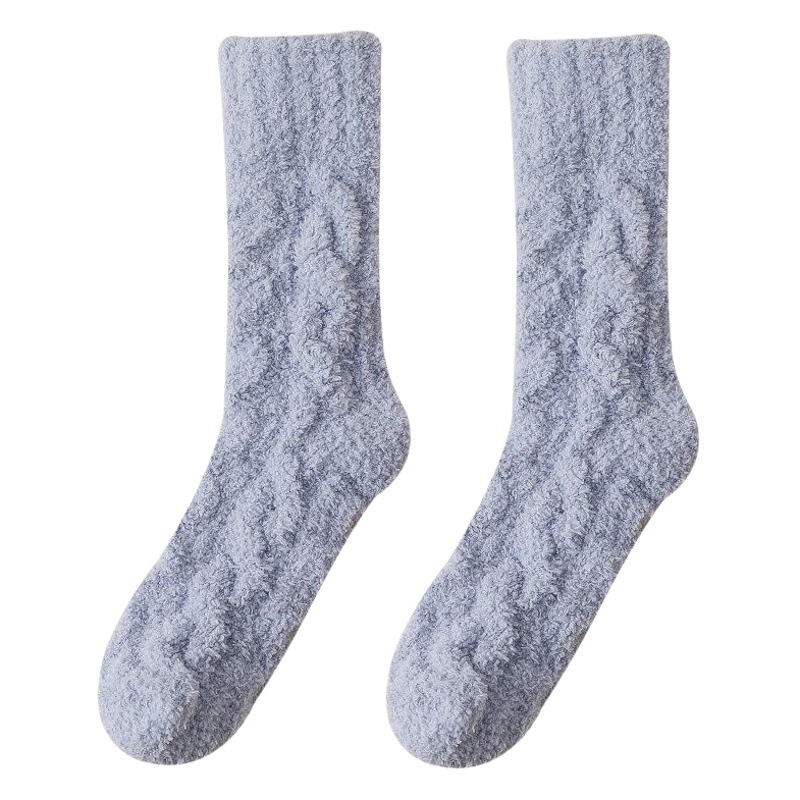 Coral Fleece Socks, Twisted Women's Mid-Calf Socks, Thickened, Warm, Non-Shedding, Home Floor Socks, Sleep Socks, Maternity Socks