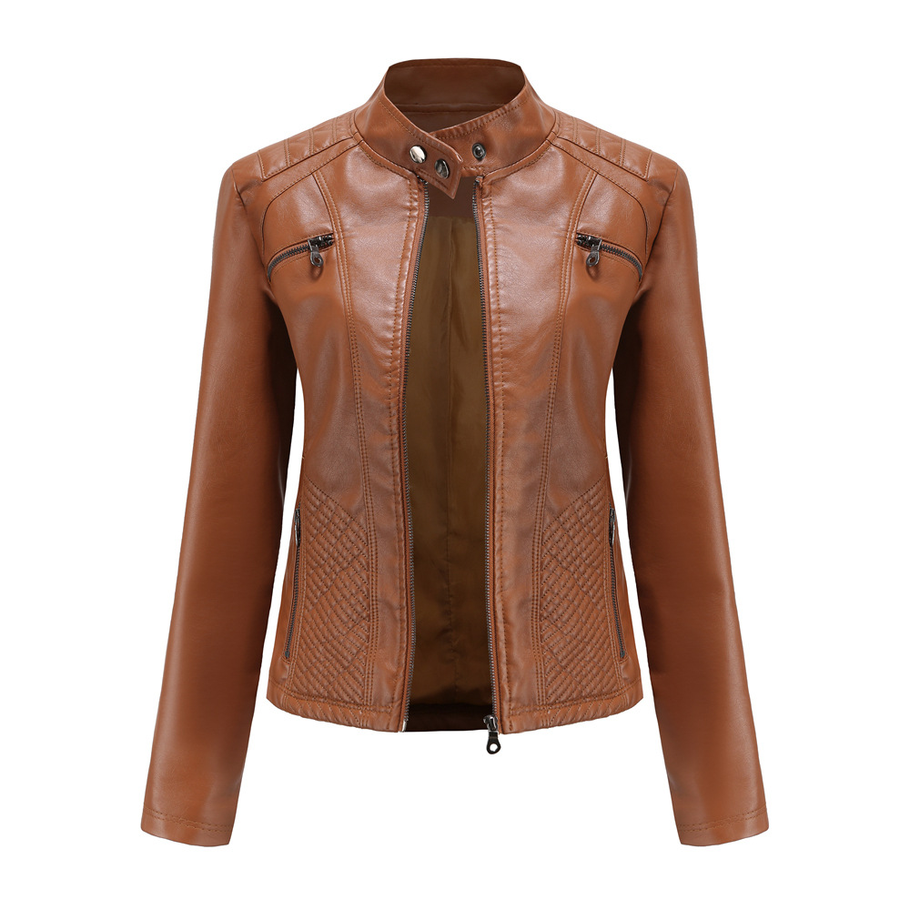 Picture of Cross-Border Leather Jacket Russian Popular Slim Youthful Elegant Wear-Resistant Leather Jacket