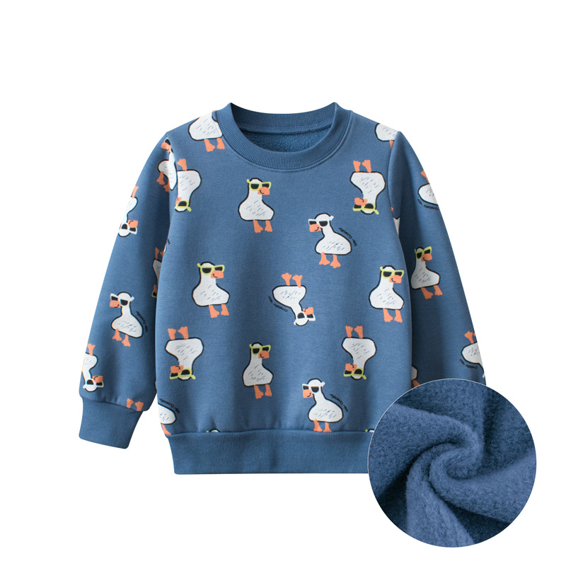 Picture of 27kids Korean style children's clothing autumn and winter children's sweater fleece-lined boy's pullover round neck baby clothes one-piece delivery