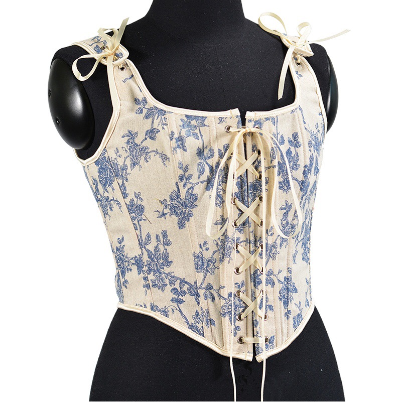 21008 Front Strap French Retro Fishbone Bra Short Vest Boder Crop Women's Top Cross-Border