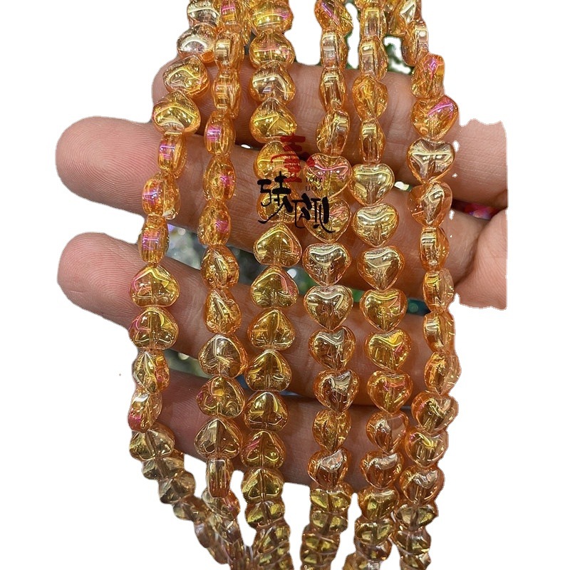 Picture of 8mm smooth peach heart glass crystal beads diy jewelry accessories clothing accessories