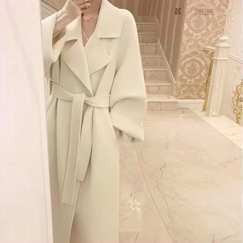 2024 this year's popular double-sided velvet woolen coat women's autumn and winter long Korean-style short woolen coat over the knee