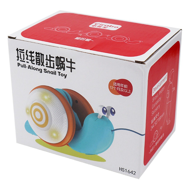 Shake the Sound Explosion rope walking toy cute fun little snail with light music baby toddler pull toy cross border