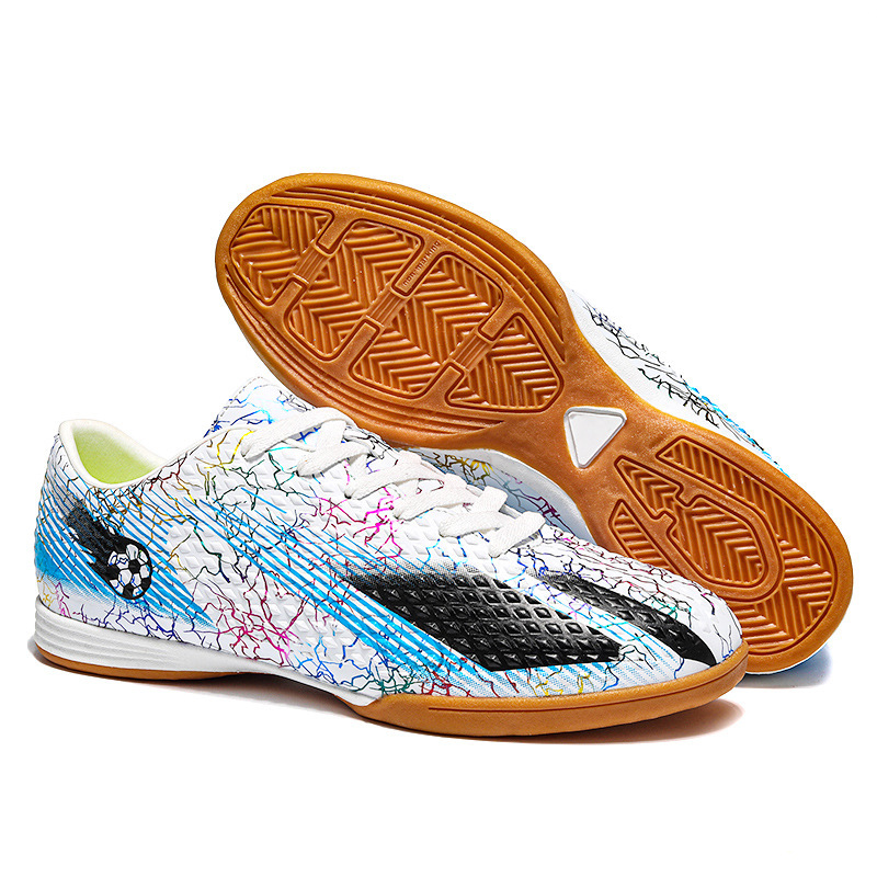 Cross-Border football shoes indoor five-person flat tendon bottom non-slip leather foot boys and girls competition training sneakers