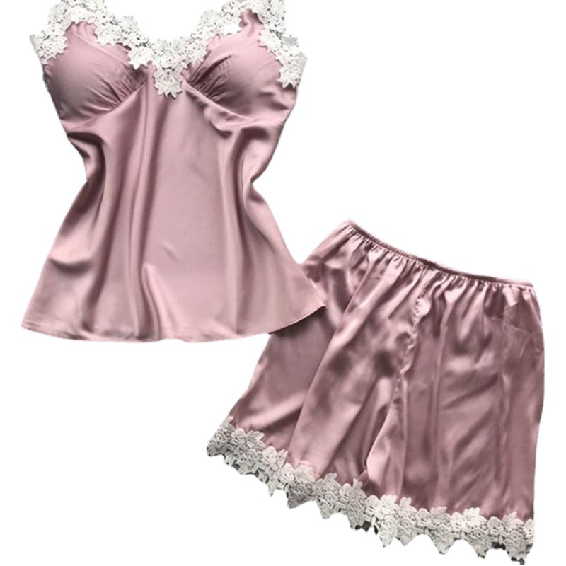 Summer Foreign Trade Explosions with Sponge Cup Women's Sling Two-piece Large Size Home Sexy Pajamas Korean Style
