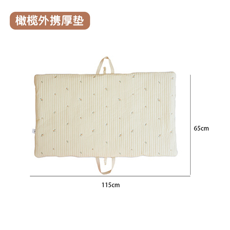 Picture of Ins Thick Newborn Baby Embroidered Pure Cotton Breathable Nap Foldable Portable Mattress Kindergarten Machine Washable Sleeping Mat