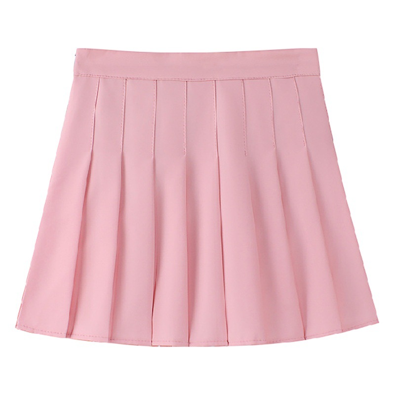 (Safety Pants Zipper Button) Pleated Skirt JK Uniform Skirt All-match Skirt Spring Summer Short Skirt Trendy