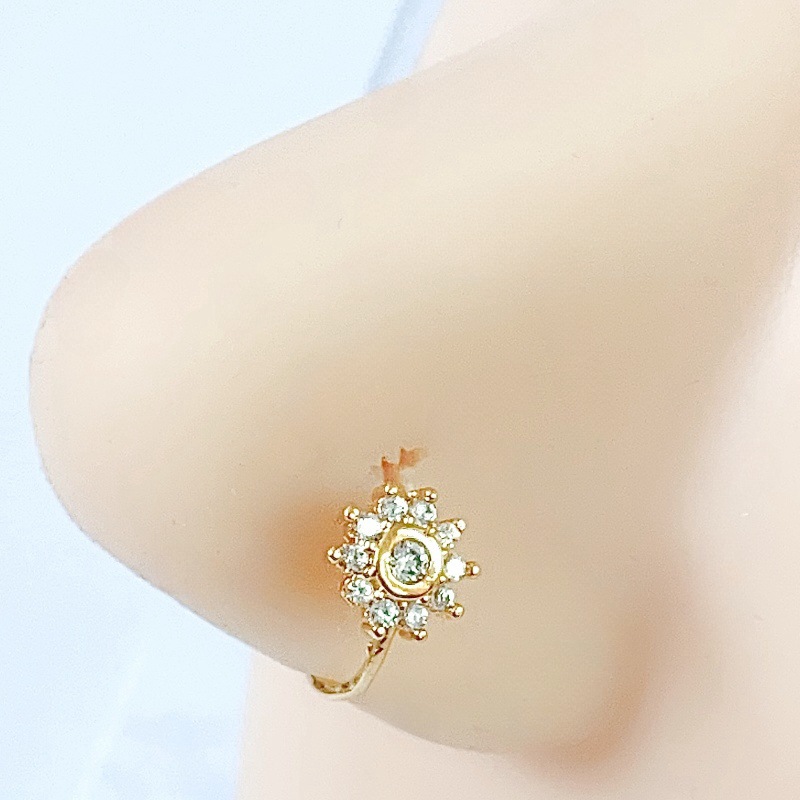 Picture of Cross-border Accessories Heart-shaped Zircon Flower Copper Nose Decoration False Nose Ring Earrings Women's Fresh Ins Style High-end Jewelry