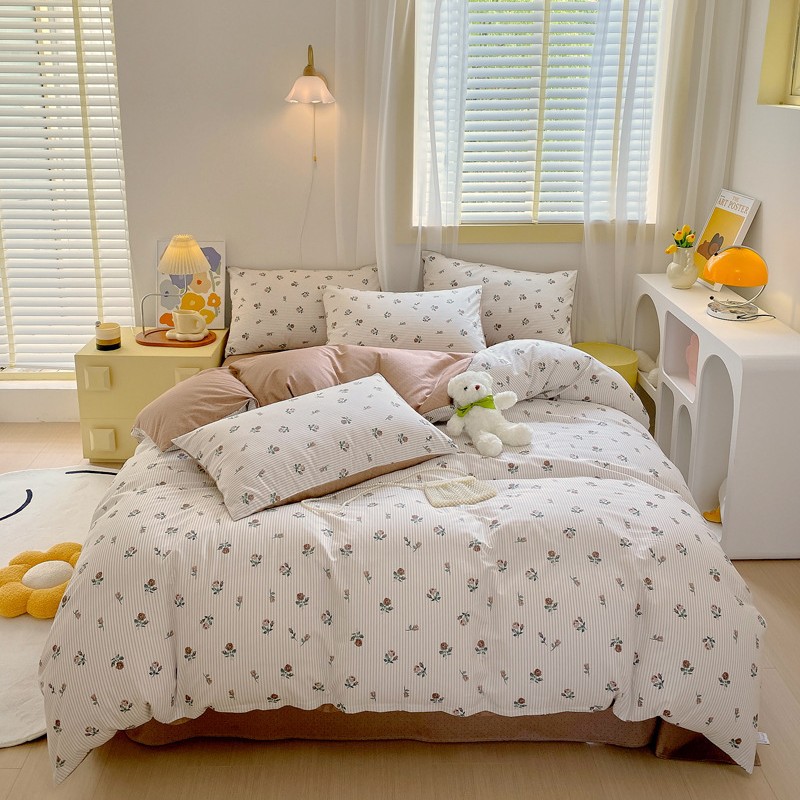 Picture of Nantong bed four-piece cotton sheet Nordic style 100 cotton four-piece set three-piece set Wholesale