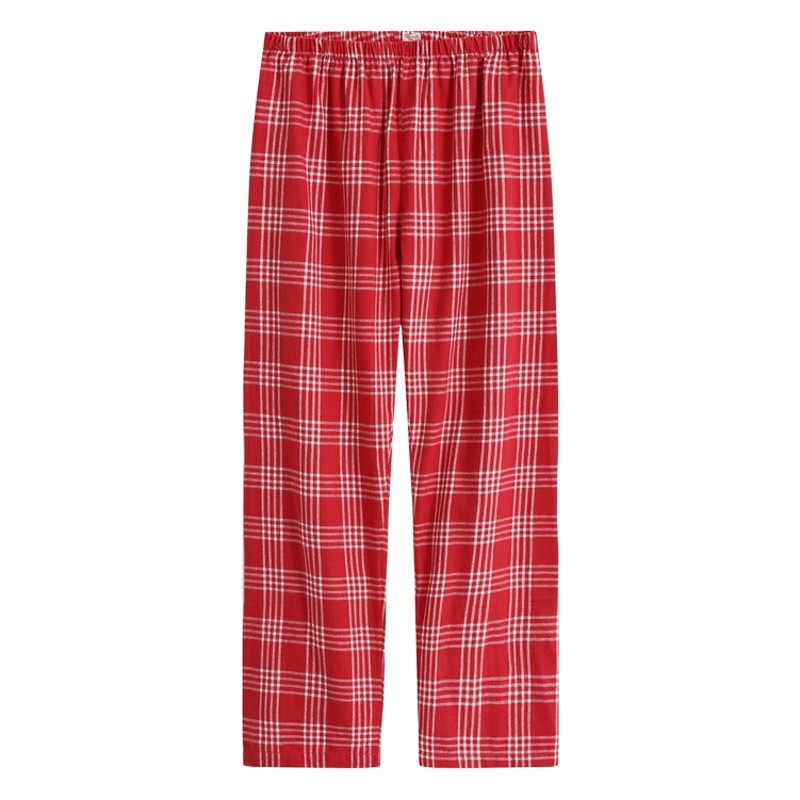 Women's Pure Cotton Sanding Plaid Solid Color Home Pants